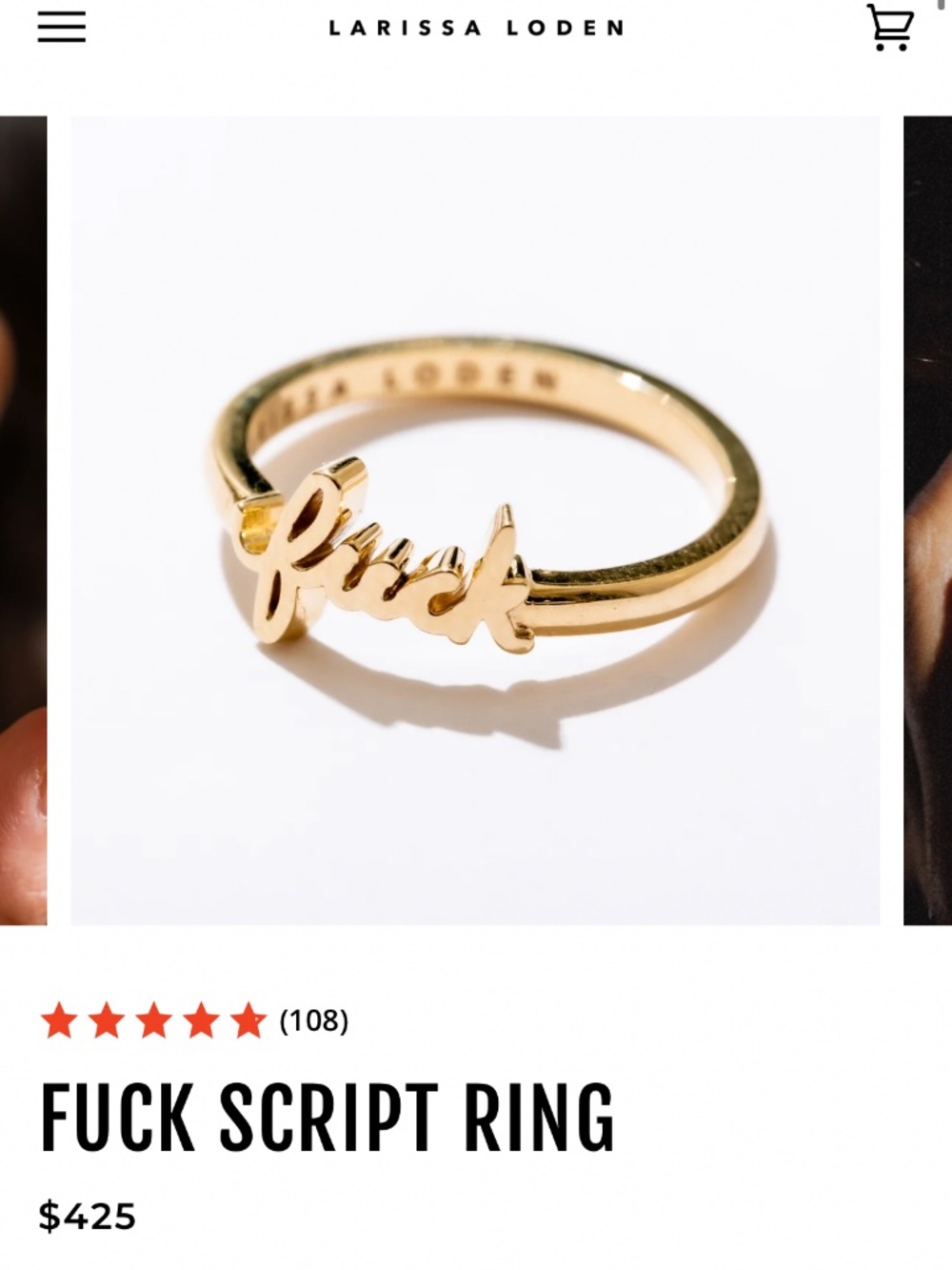 Larissa Loden 10k solid gold fu*k script ring size 7